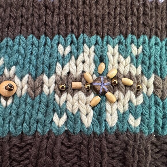 LaROK Woodsman Beaded Lace Up Reindeer Wool Sweater aso Jessica Simpson S - Picture 7 of 16